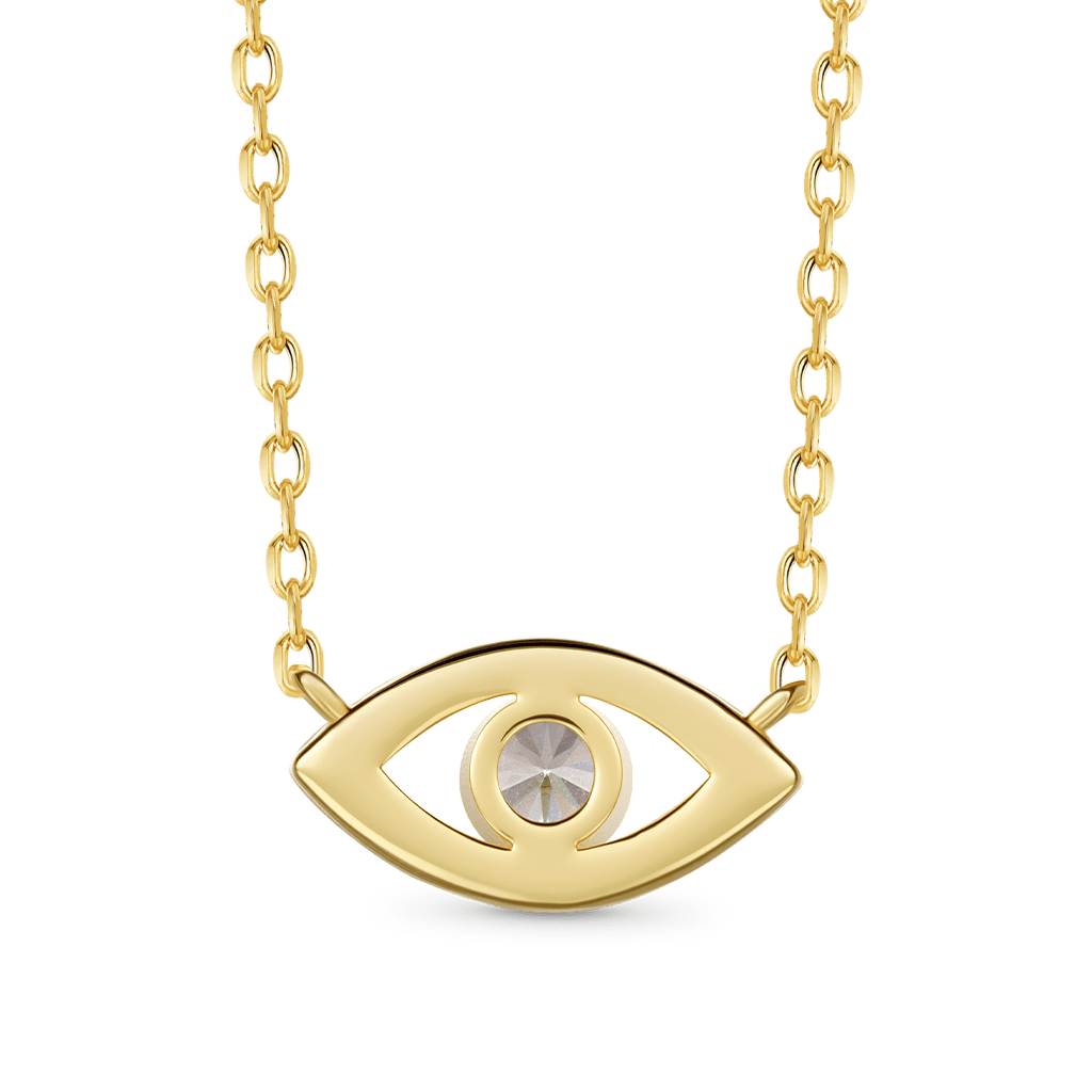 Gnoce 14K/10K Solid Gold Moissanite Evil Eye Necklace_4