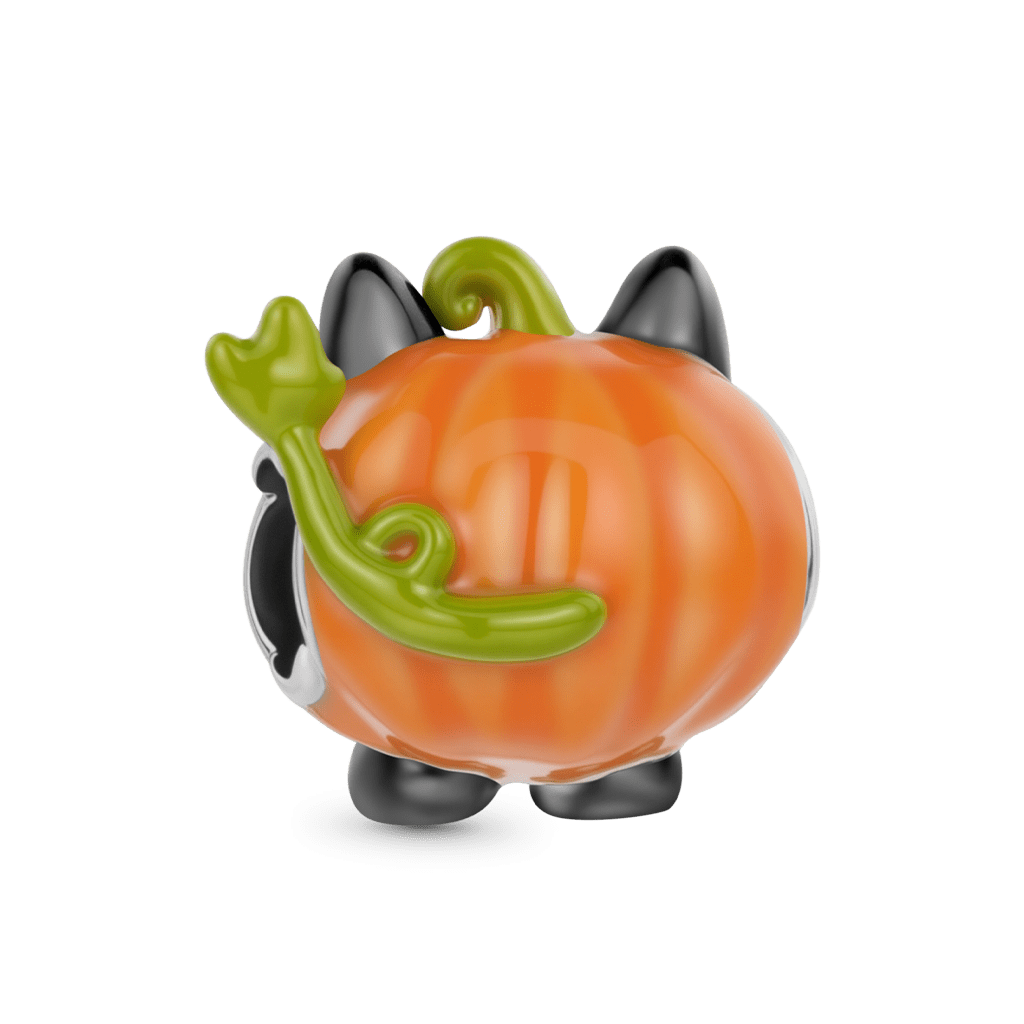 Gnoce Pumpkin Black Cat Charm Platinum-plated Silver Blend_5