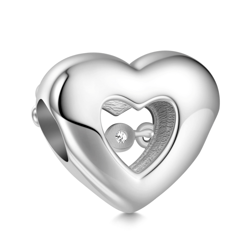 Gnoce Glow-in-the-Dark Beating Heart Birthstone Charm Platinum-plated Silver Blend_6