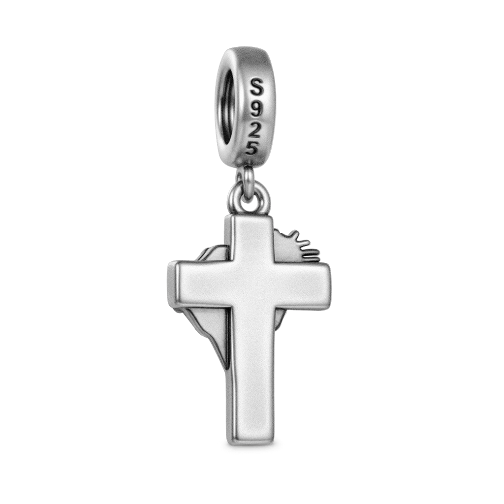 Gnoce Cross with Thorn Crown Charm Platinum-plated Silver Blend_5