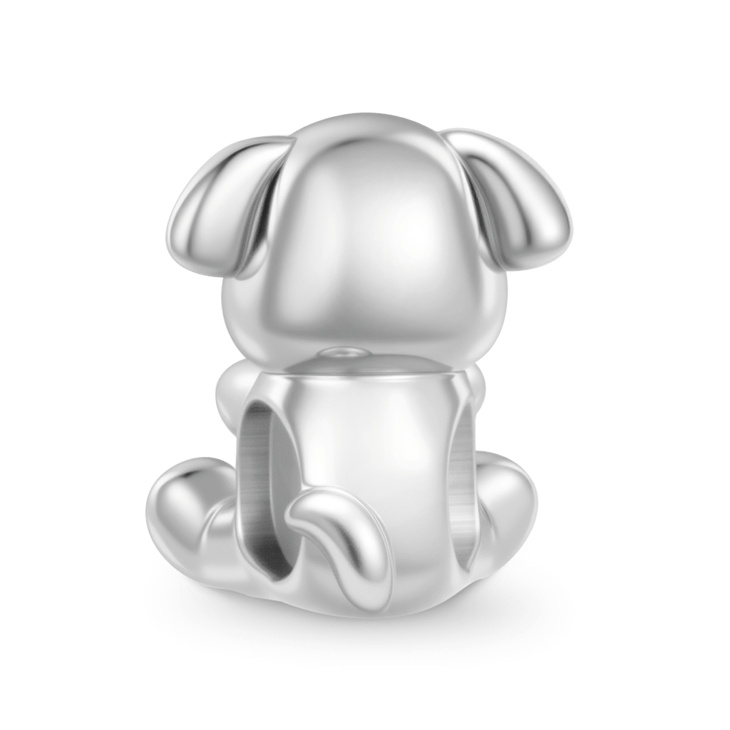 Gnoce Dog Holding Ball Charm Platinum-plated Silver Blend_5