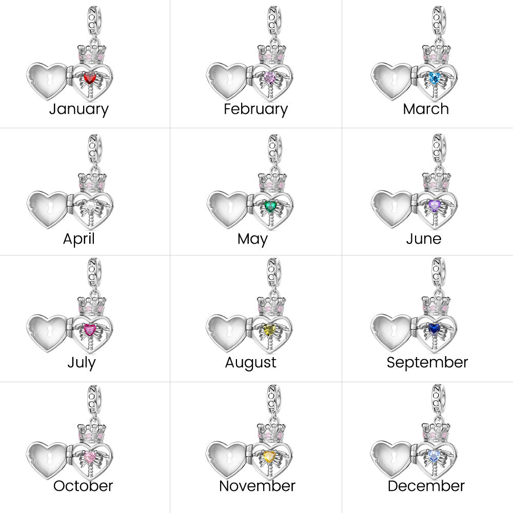 Gnoce Openable Skull Heart Lock Birthstone Pendant Dangle Charm_6