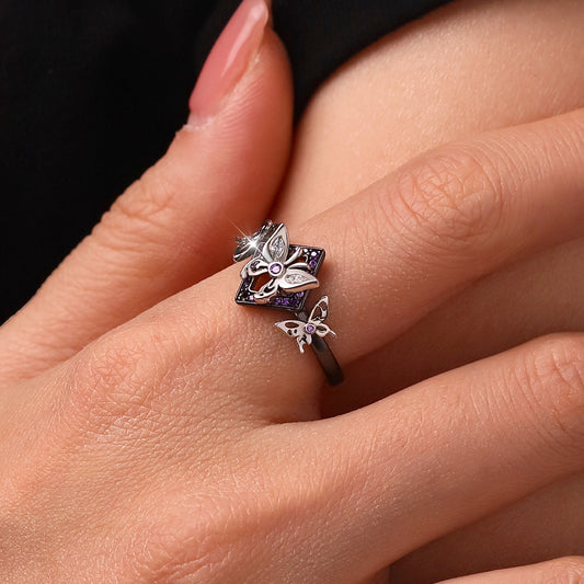 Gnoce Dark Triple Butterfly Rhombus Ring_2