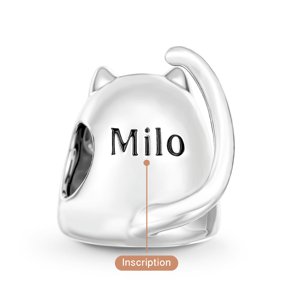 Gnoce Cat Engravable Charm Platinum-plated Silver Blend_5