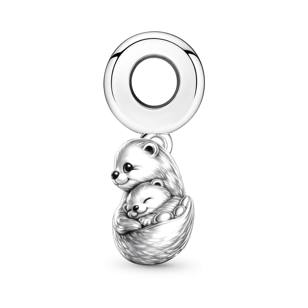 Gnoce Otter Embraces Baby Pendant Dangle Charm Platinum-plated Silver Blend_6