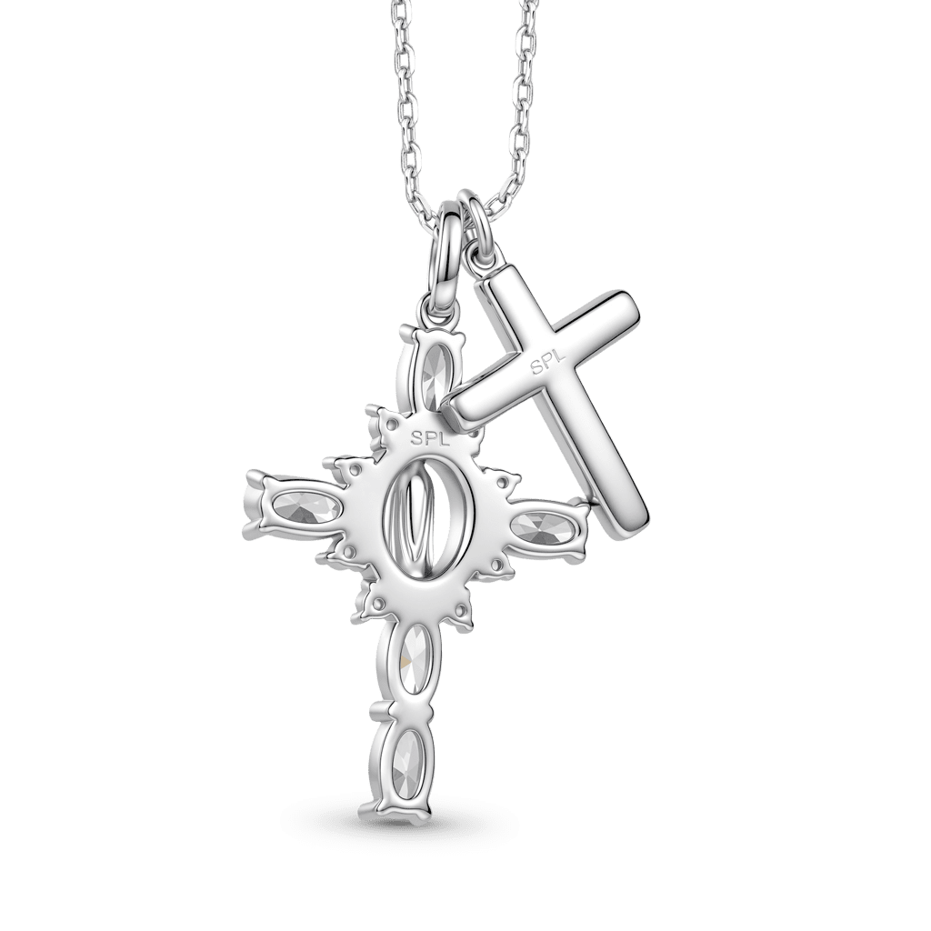 Gnoce Cross Pendant Necklace Platinum-plated Silver Blend_5