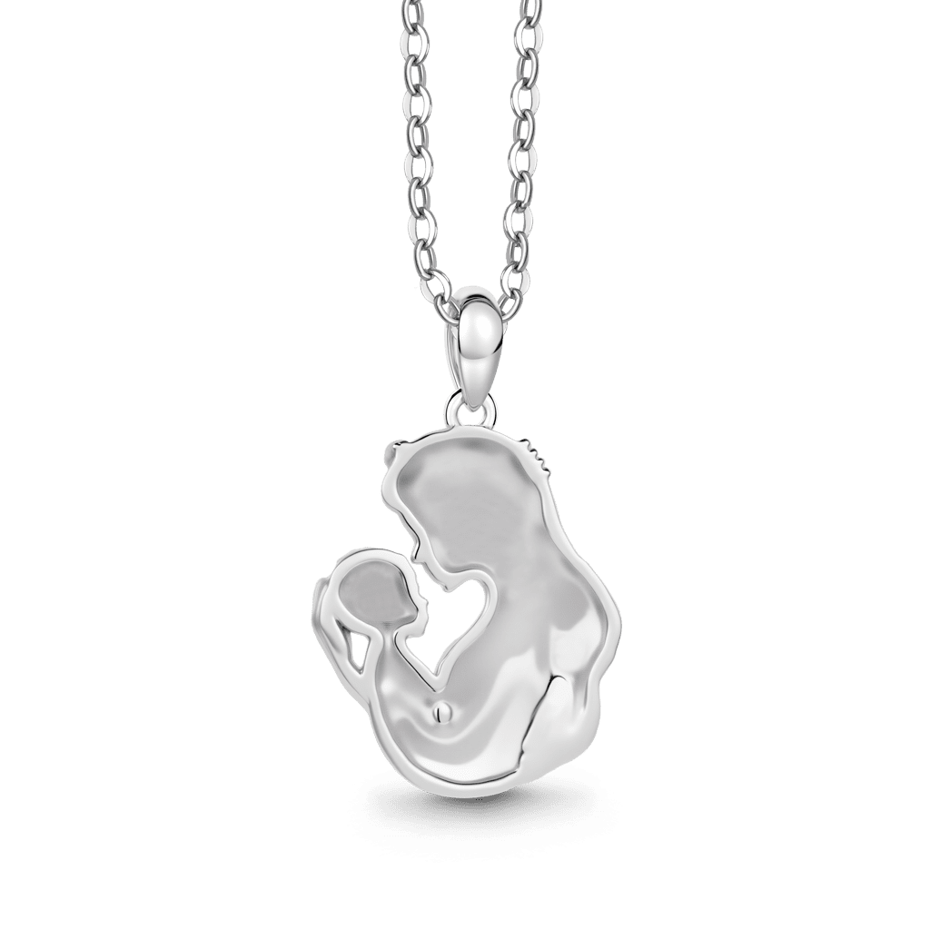 Gnoce Mother Embraces Baby Pendant Necklace Platinum-plated Silver Blend_4