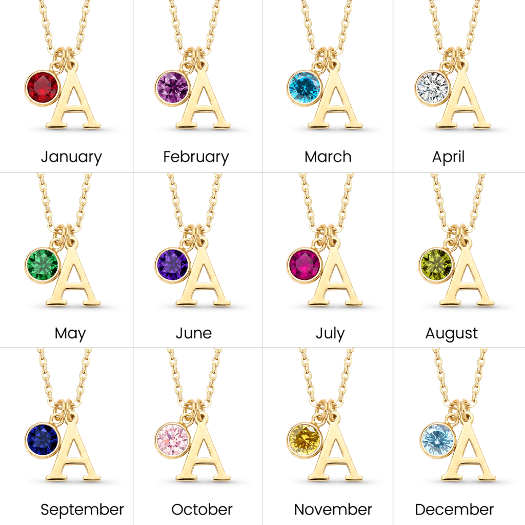 Gnoce Customized Initial Birthstone Necklace_6