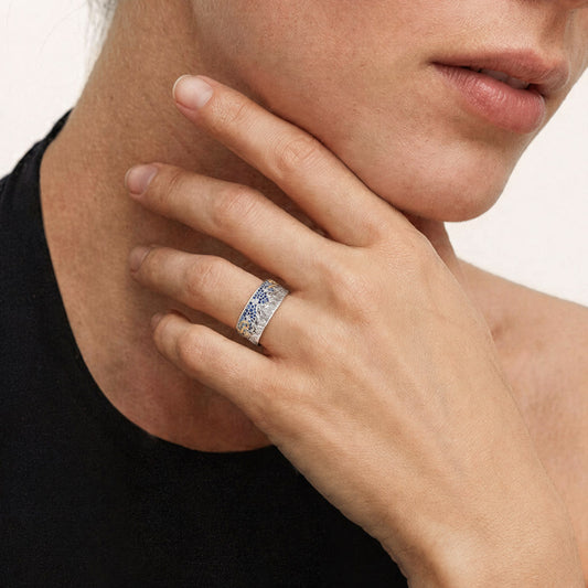 Gnoce Mountain Cloud Starry Sky Ring Platinum-plated Silver Blend_2