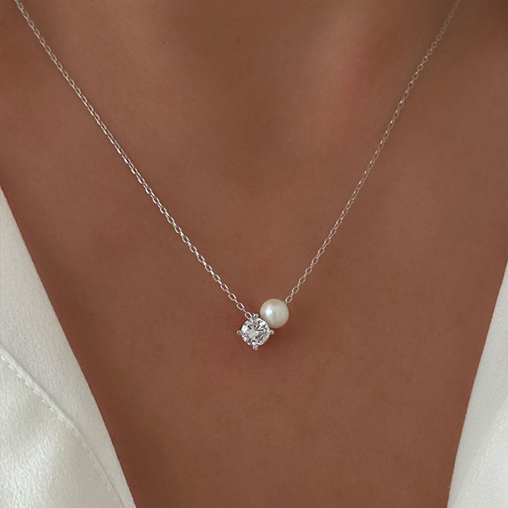 Gnoce White Topaz Freshwater Pearl Pendant Necklace_1
