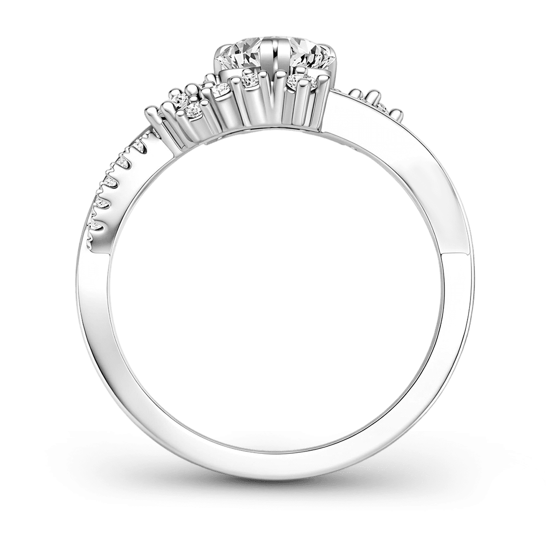 Gnoce Heart Cut Moissanite Twisted Shank Cluster Ring Platinum-plated Silver Blend_6