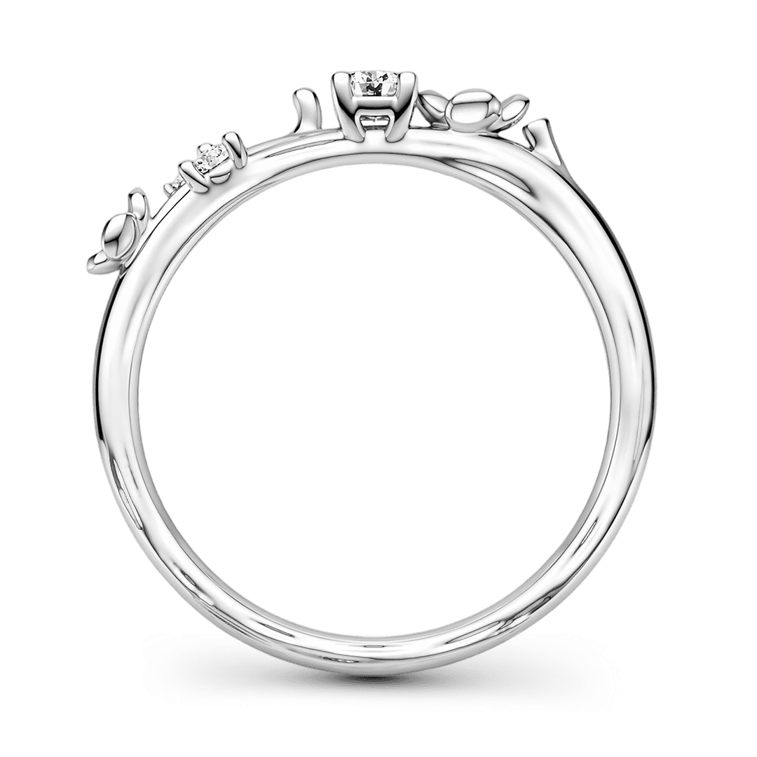 Gnoce Flower Ring Nature Inspired Vine Band Platinum-plated Silver Blend_7