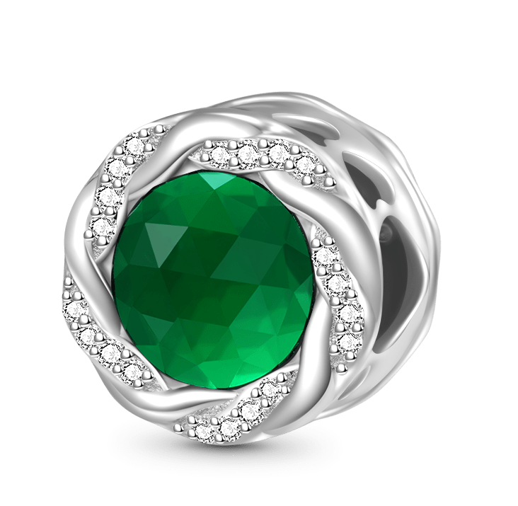 Gnoce May Green Birthstone Charm Platinum-plated Silver Blend_1