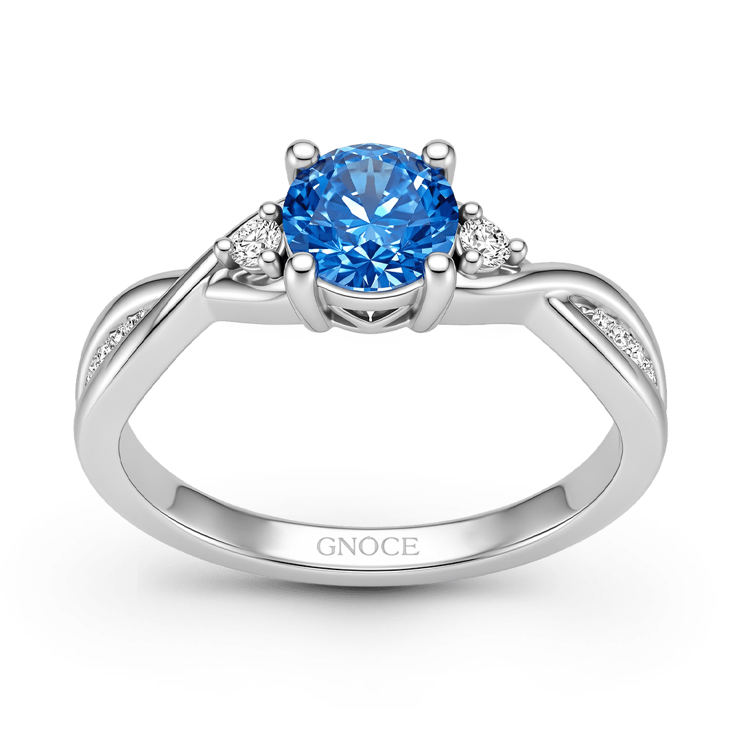 Gnoce Twisted Blue Round Cut Promise Ring_7