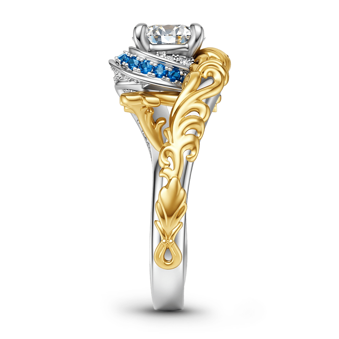 Gnoce Intertwined Moissanite Sapphire Filigree Ring_6