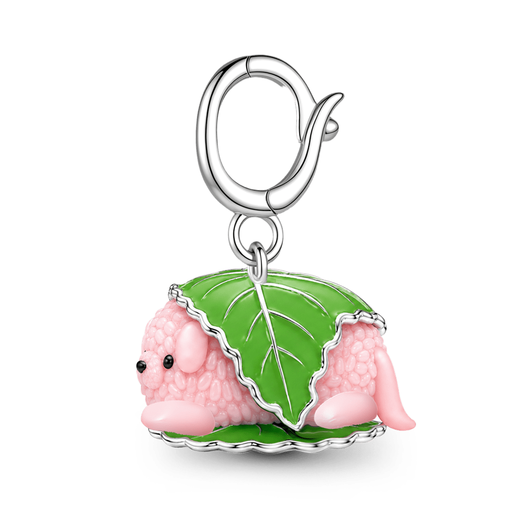 Gnoce Japanese Wagashi Sakura Mochi Charm Platinum-plated Silver Blend_6