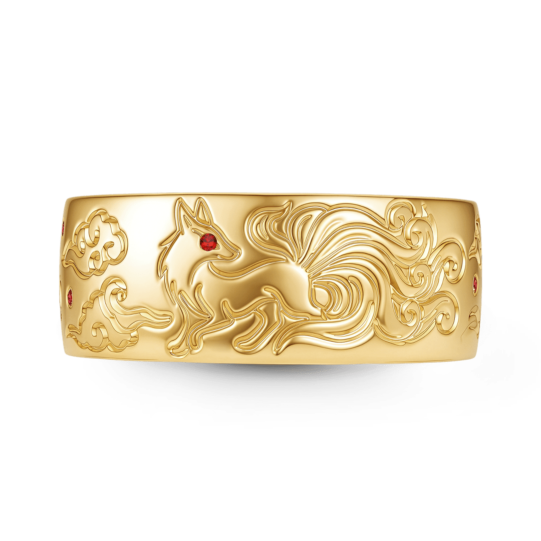 Gnoce Fox Auspicious Clouds Engraved Ring_6
