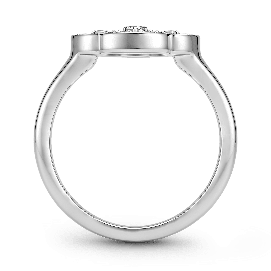 Gnoce Four-Leaf Clover Floral Engraved Ring Platinum-plated Silver Blend_6