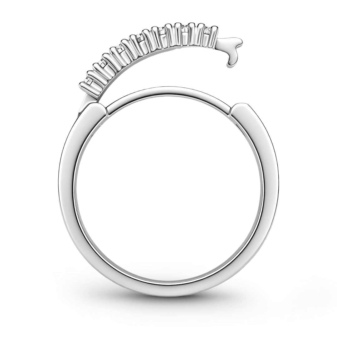 Gnoce Two Row Diamond Inscription Ring Platinum-plated Silver Blend_8