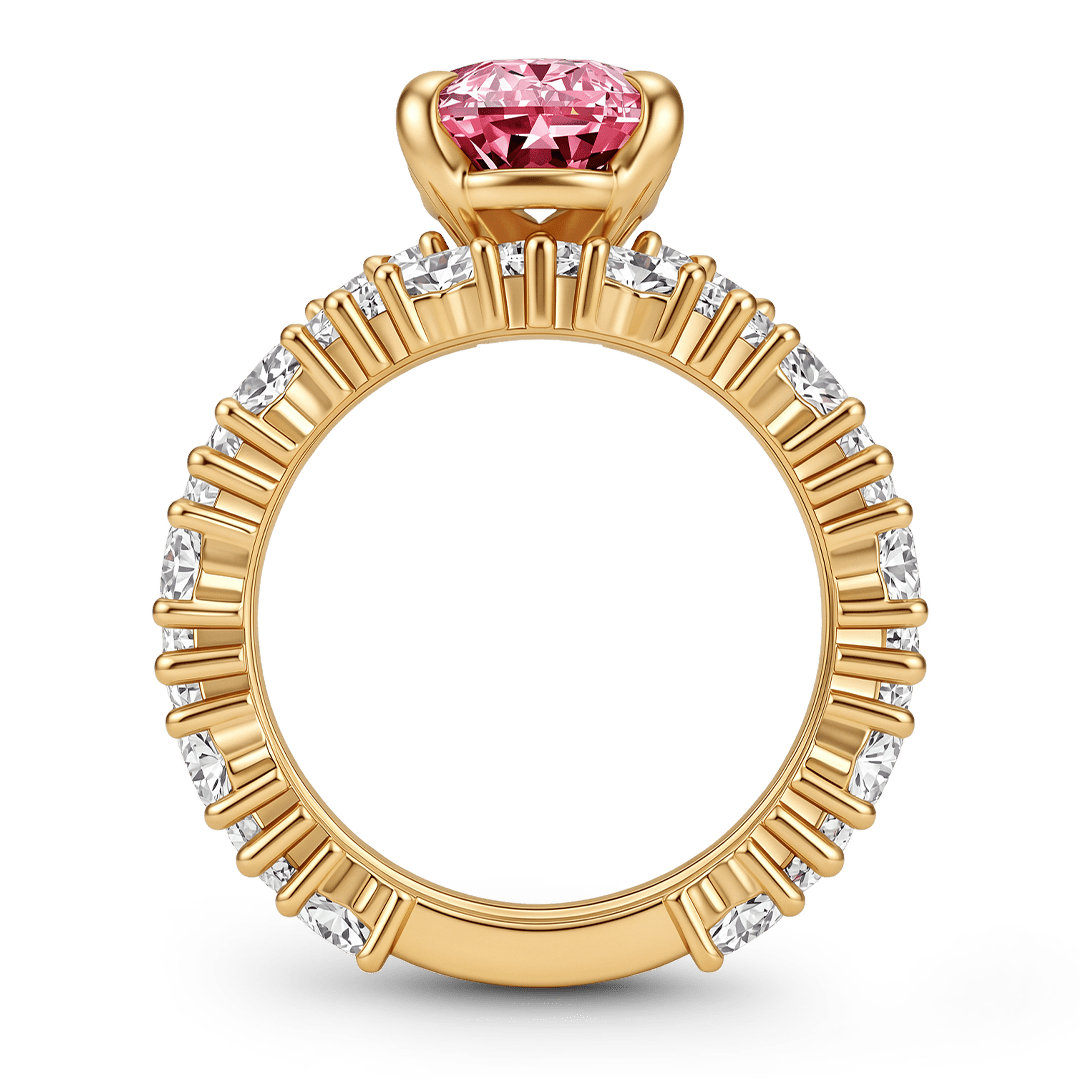 Gnoce Pink Oval Cut Heart Engagement Ring Set_6