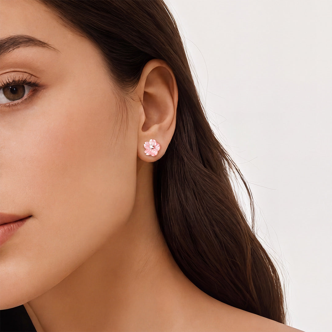 Gnoce Cherry Blossom Pink Seashell Earrings 925 Sterling Silver_3
