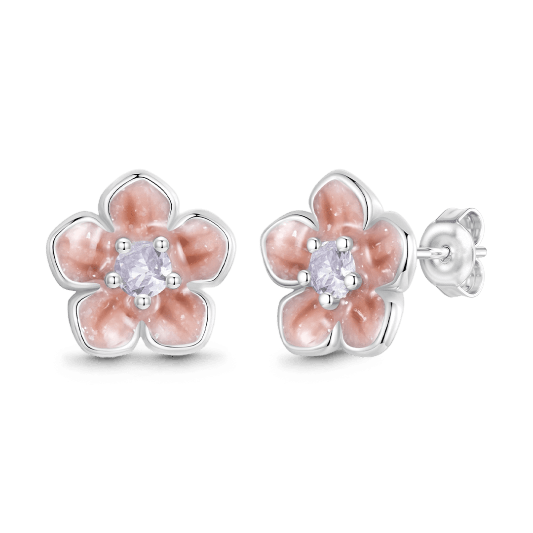 Gnoce Japanese-style Romantic Cherry Blossom Earrings 925 Sterling Silver_4