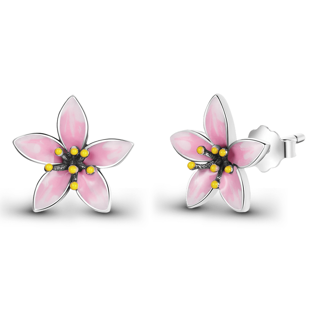 Gnoce Japanese Style Pink Cherry Blossom Earrings 925 Sterling Silver_4