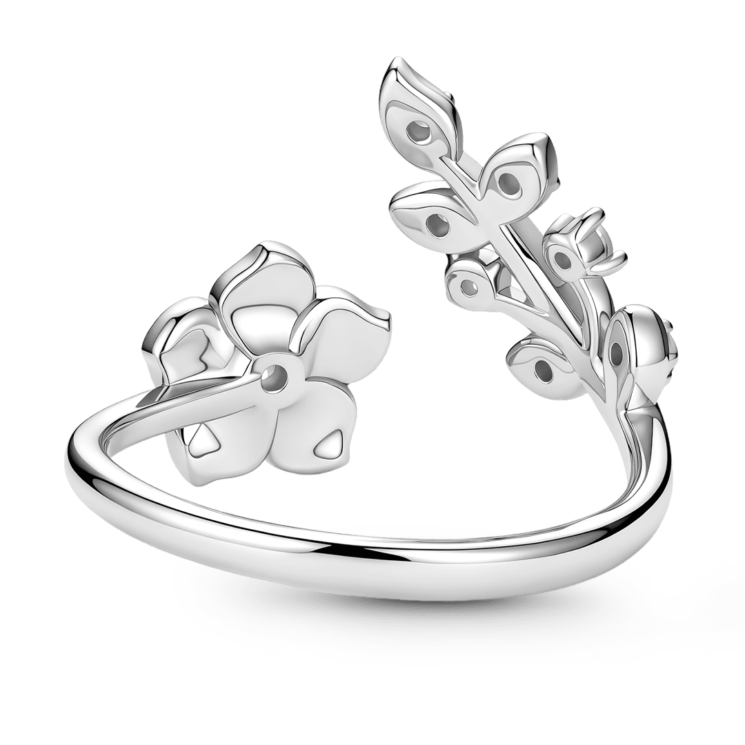 Gnoce Japanese Style Cherry Blossom Open Ring 925 Sterling Silver_5