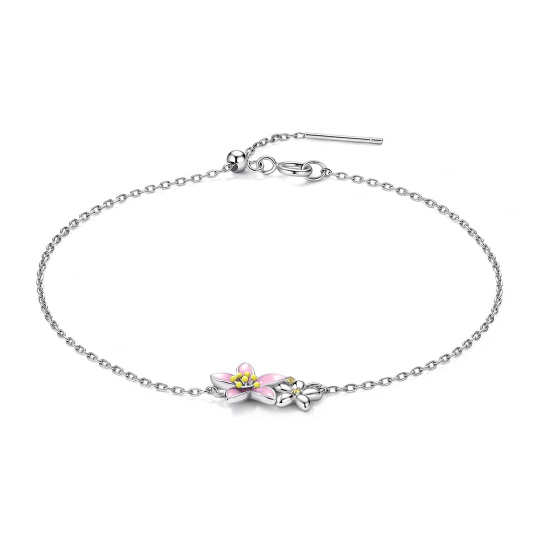 Gnoce Japanese-style Beautiful Cherry Blossom Bracelet 925 Sterling Silver_5