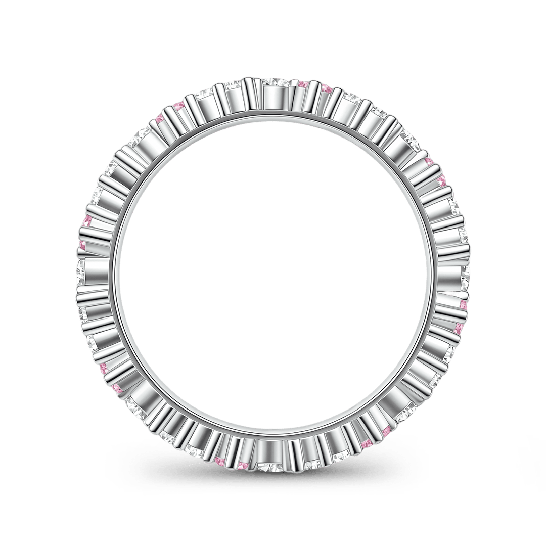 Gnoce Round Cut Baguette Stacking Band Ring Platinum-plated Silver Blend_6