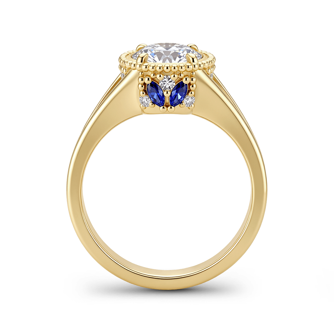 Gnoce Cushion Cut Moissanite Bezel Blue Accent Ring_6