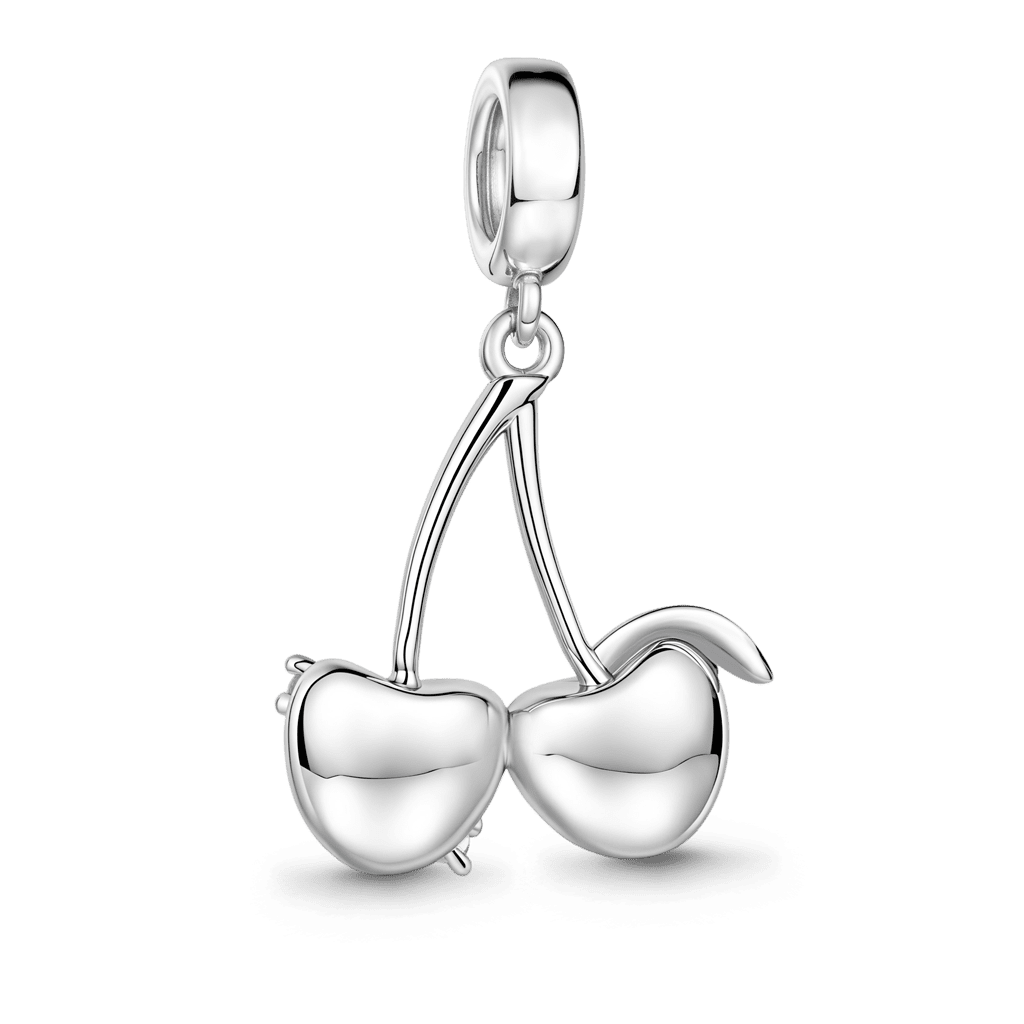 Gnoce Natural Cherry Dangle Charm Platinum-plated Silver Blend_5