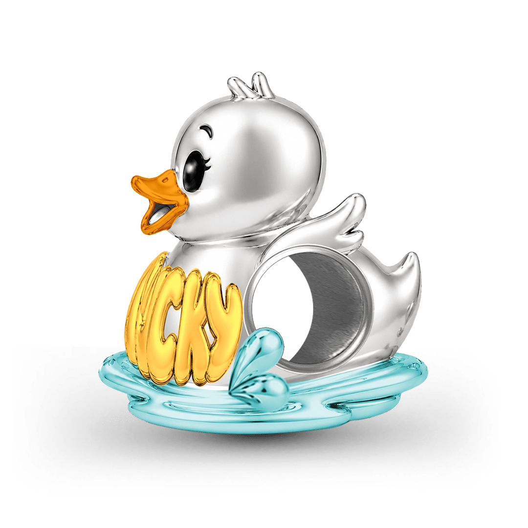 Gnoce Lucky Duck Charm Bead Platinum-plated Silver Blend_6
