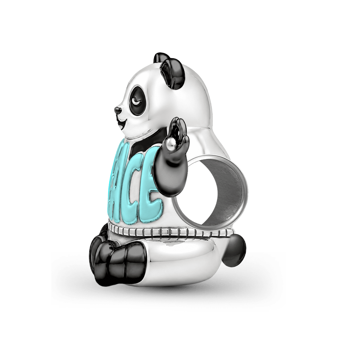 Gnoce Choose Peace Panda Charm Bead Platinum-plated Silver Blend_6