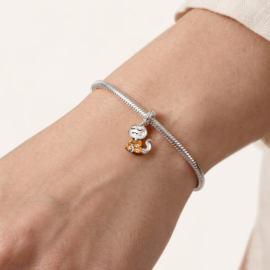 Gnoce Transformation Snake Guardian Clasp Dangle Charm Platinum-plated Silver Blend_3