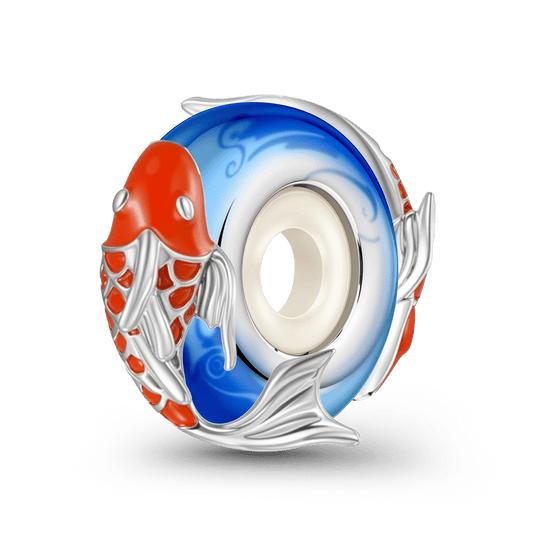 Gnoce Japanese Koi Fish Safety Stopper Bead Platinum-plated Silver Blend_4