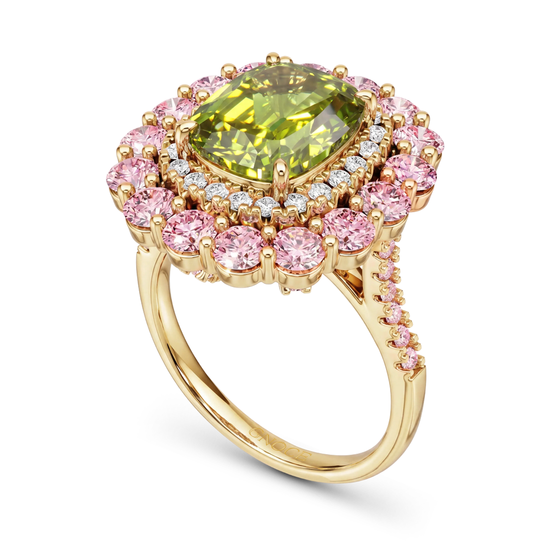 Gnoce Double Halo Peridot Ring_6