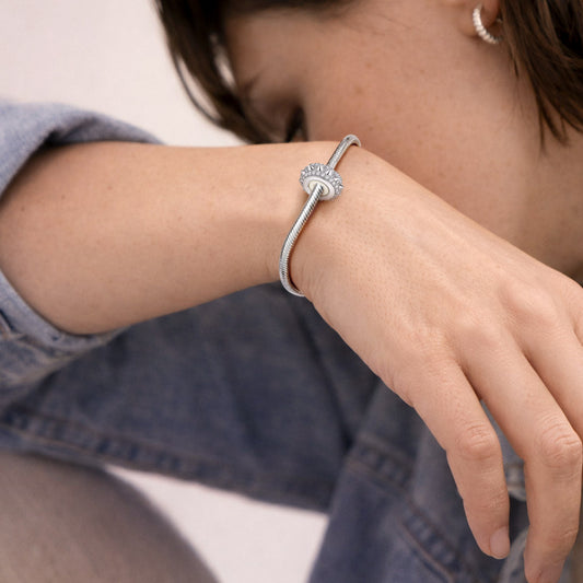 Gnoce British Punk Spiked Safety Stopper Bead Charm Platinum‑plated Silver Blend_2