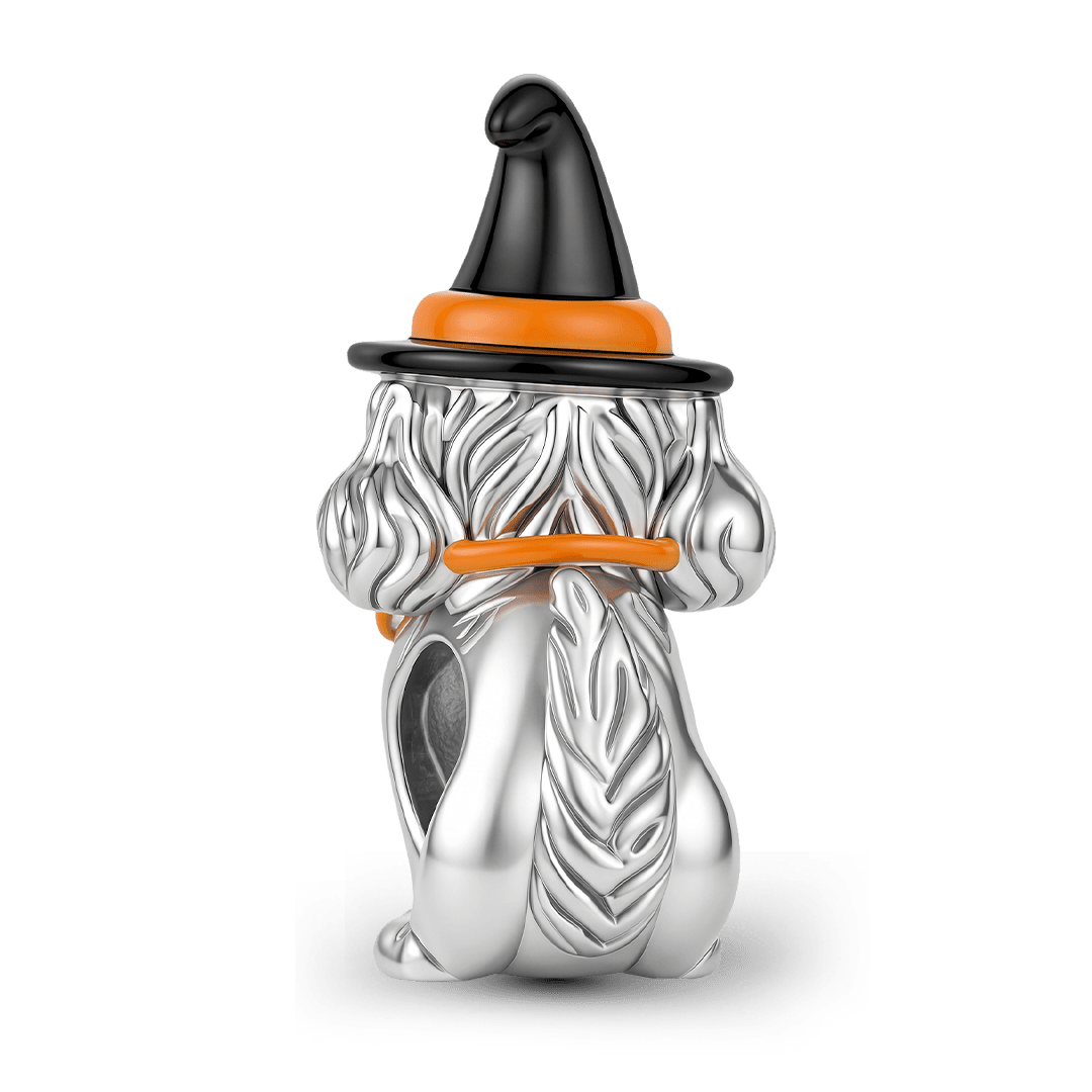 Gnoce Halloween Engravable Witch Dog Bead Charm Platinum‑plated Silver Blend_6