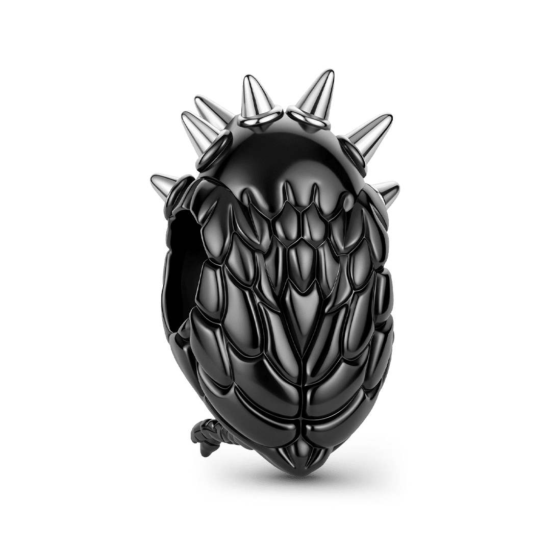 Gnoce Halloween Cyberpunk Thorn Raven Spacer Bead Charm Platinum‑plated Silver Blend_5