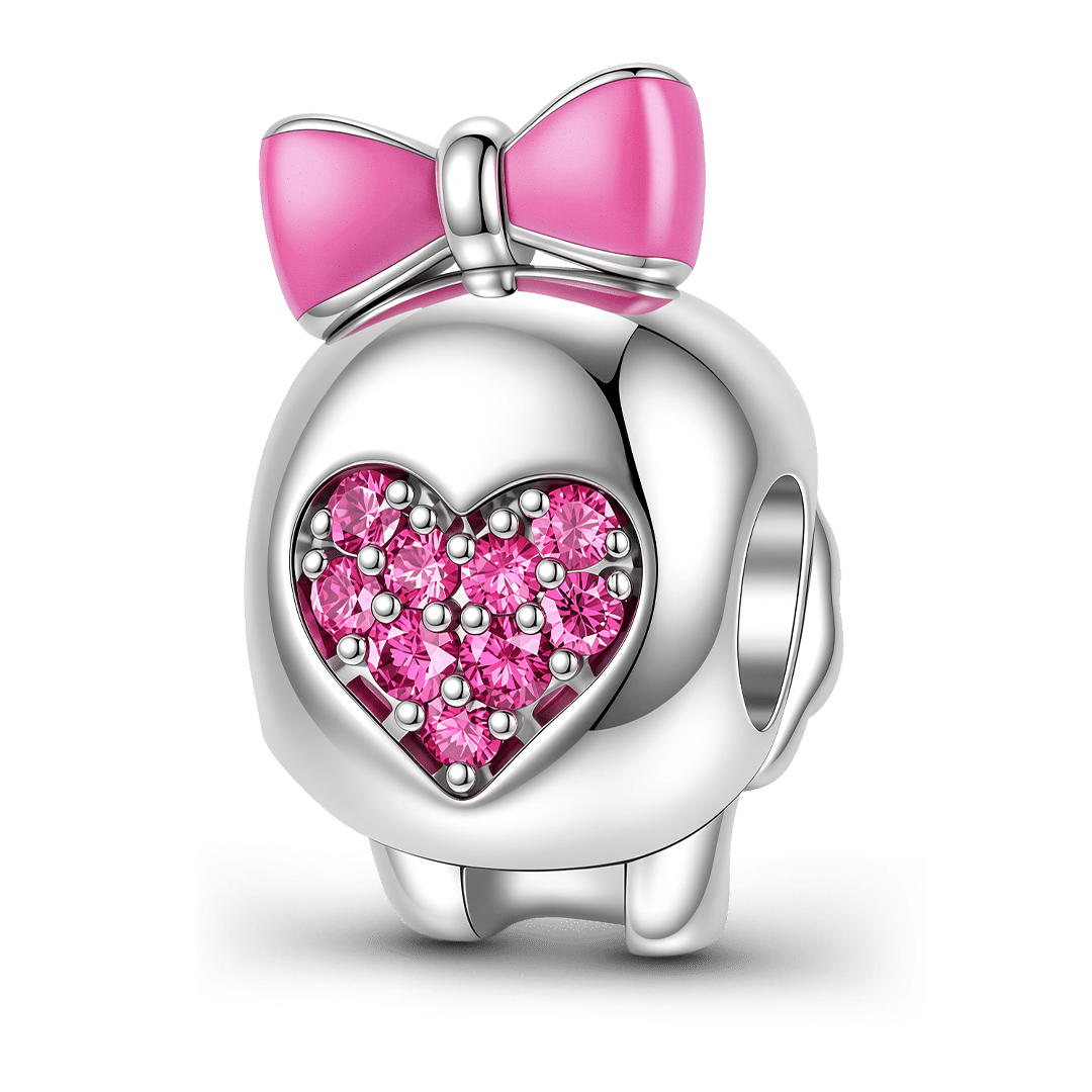 Gnoce Bow Skull Bead Charm Platinum‑plated Silver Blend_5