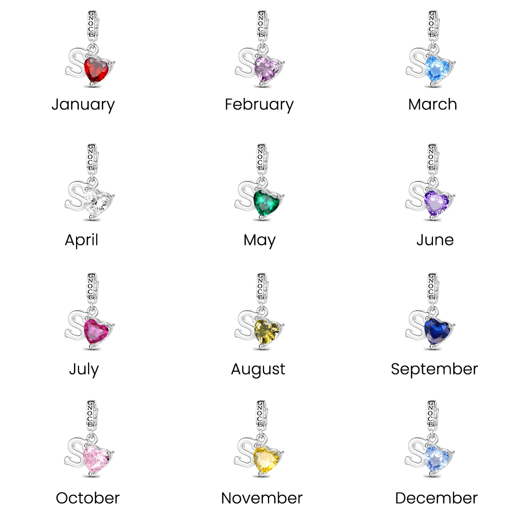 Gnoce Customized Initial Birthstone Charm Platinum-plated Silver Blend_6