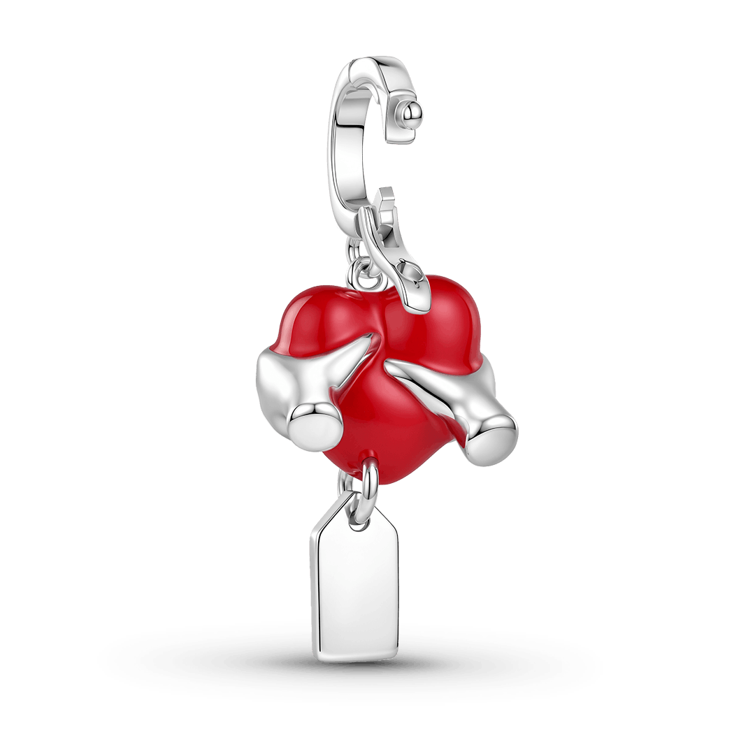 Gnoce Funny Squeeze Heart Dangle Charm Platinum‑plated Silver Blend_5