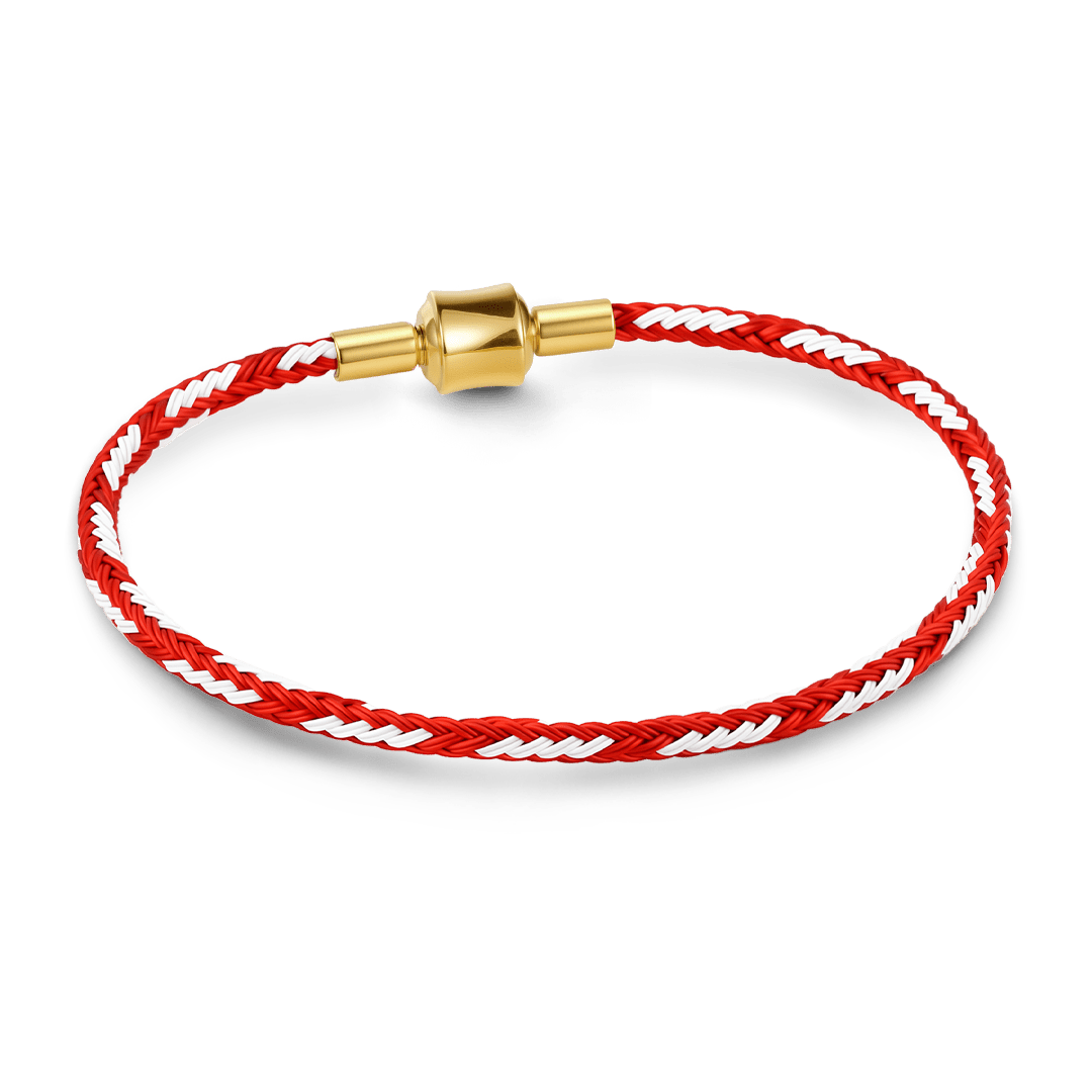 Gnoce Red‑White Two‑Tone Round Snap‑Lock Basic Bracelet_4