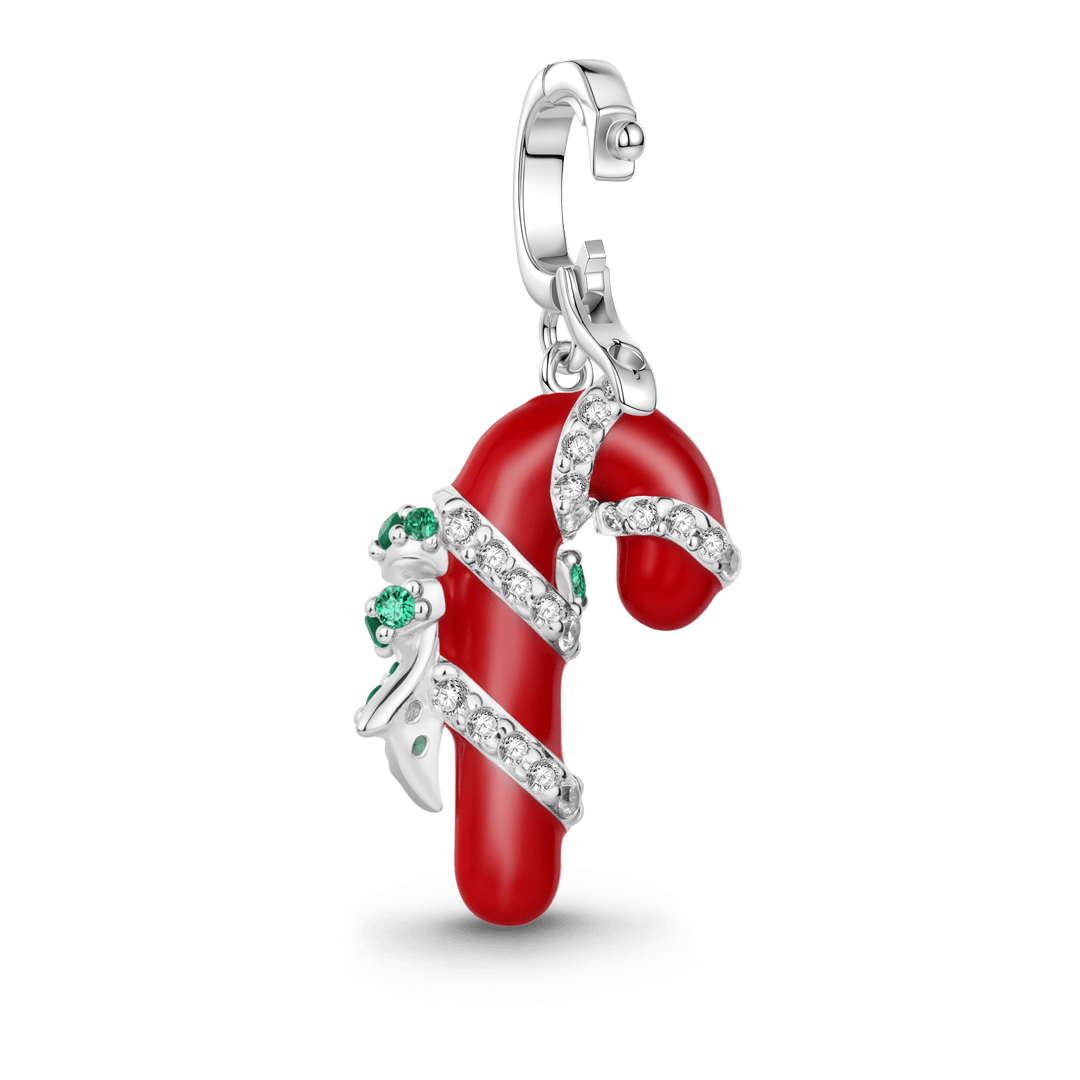 Gnoce Candy Cane Pendant Dangle Charm Platinum-plated Silver Blend_5