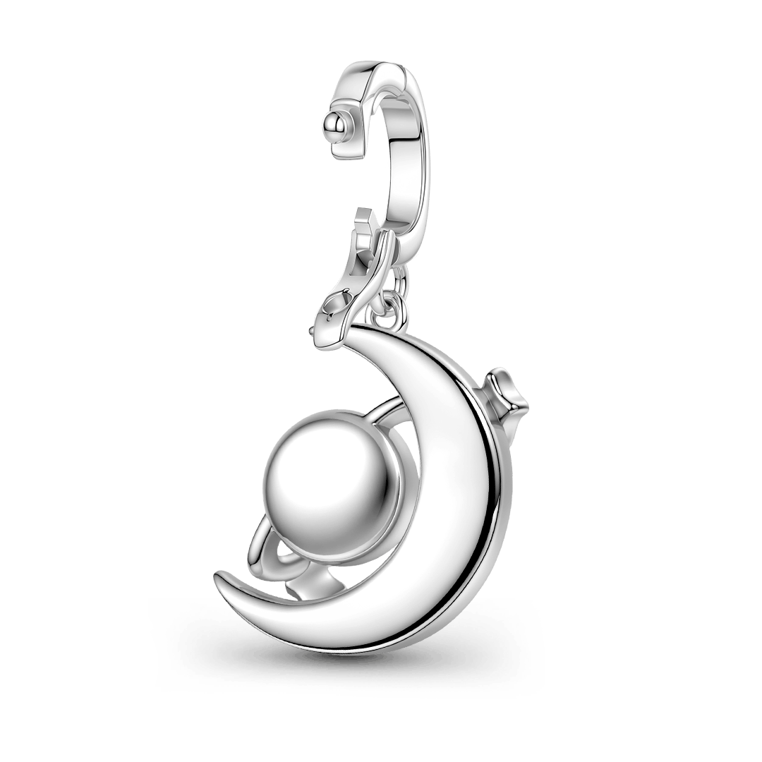 Gnoce Galaxy Crescent Moon Charm Platinum-plated Silver Blend_5