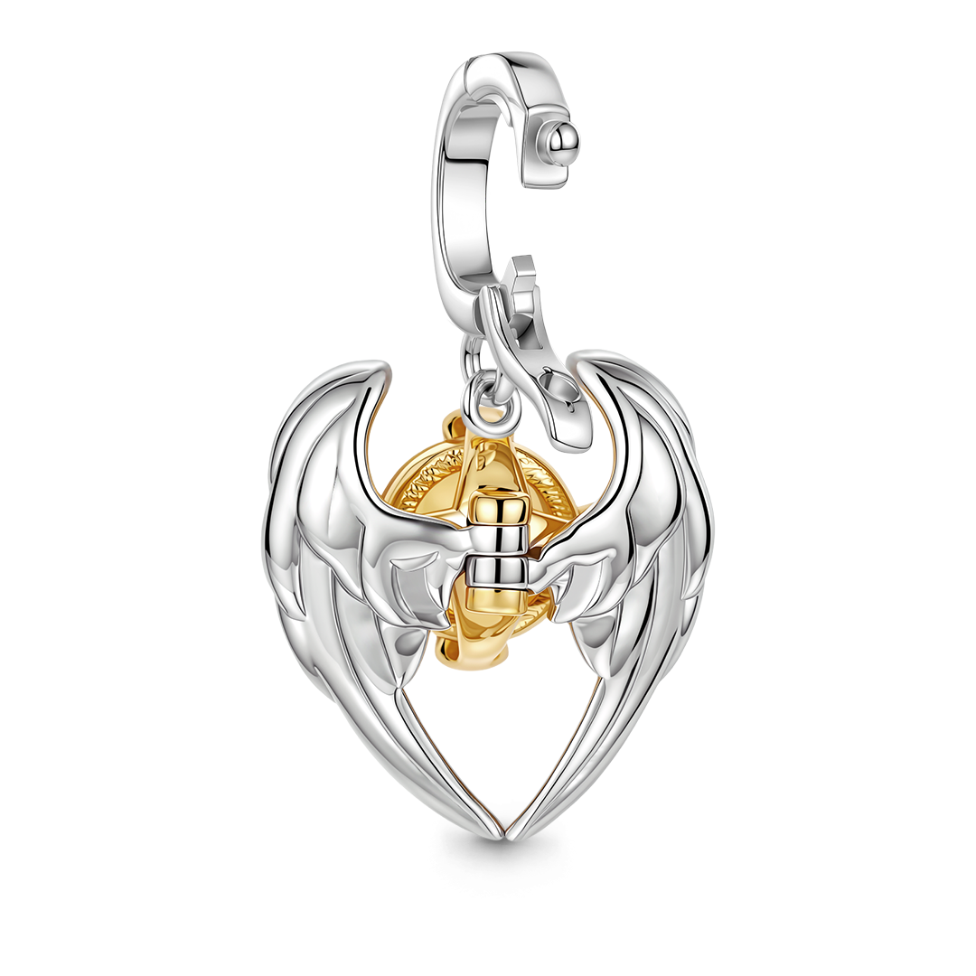 Gnoce Movable Wings Clasp Dangle Charm Platinum-plated Silver Blend_6