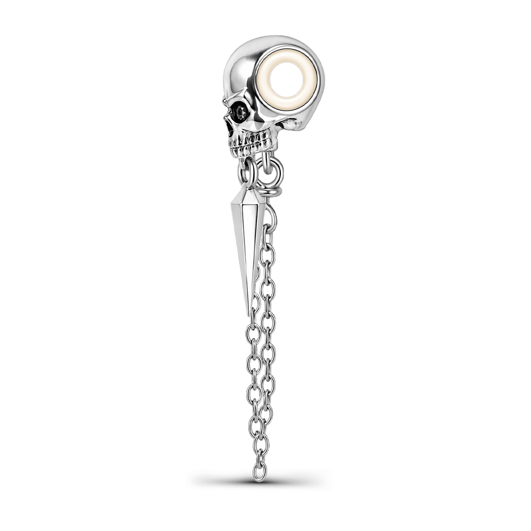 Gnoce Halloween Punk Series Silver Skull Safety Chain Platinum-plated Silver Blend_5