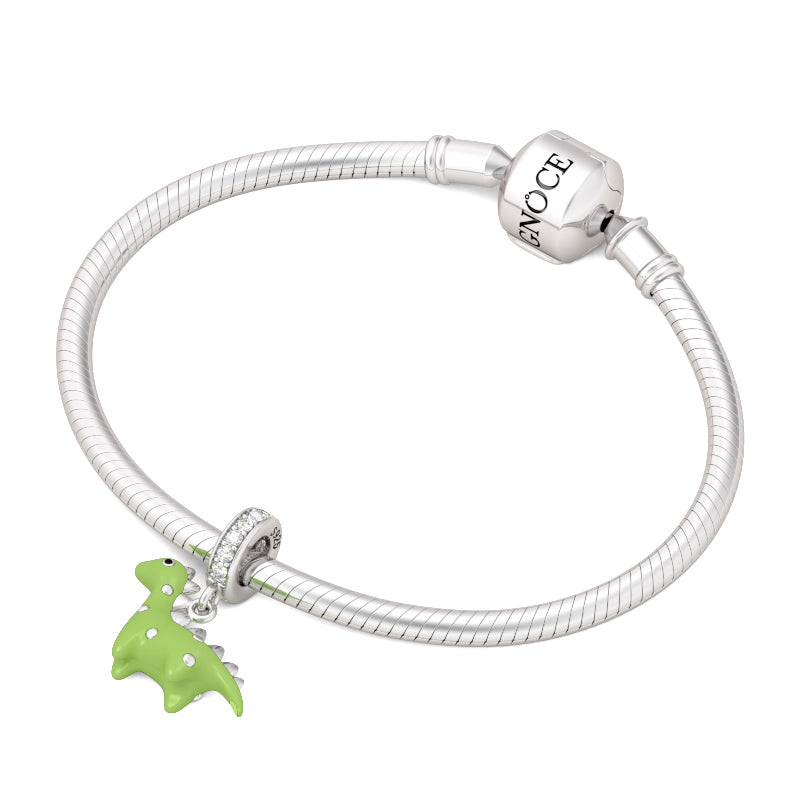 Gnoce Green Enamelled Dinosaur Pendant Platinum-plated Silver Blend_3
