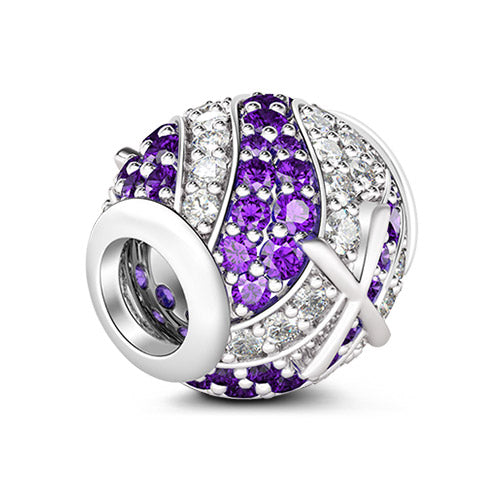 Gnoce “Letter X with Special Meaning for Special Person ”Made of 925 Sterling Silver Amethyst & Clear CZ Letter X Charm_2